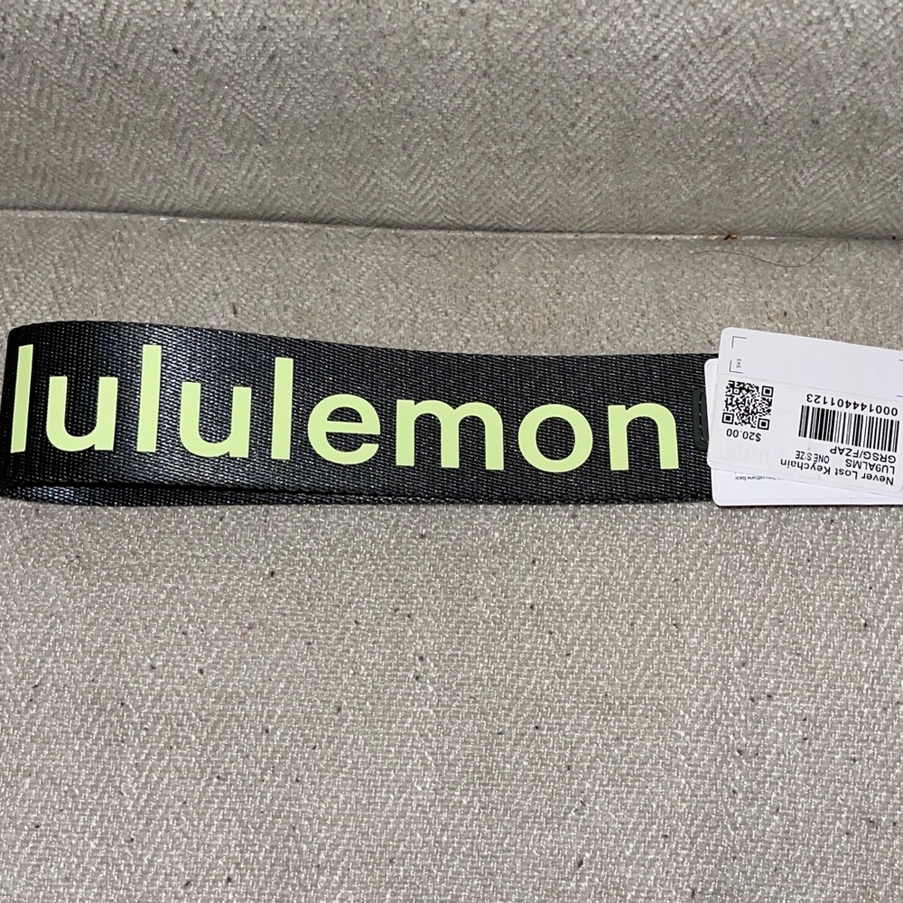 Brand New Lululemon Green Strap Keychain with Neon Lime Logo